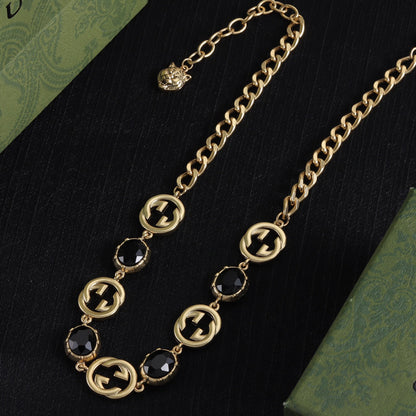 Good Fancy Design Bracelet & Earrings & Necklace (Black)