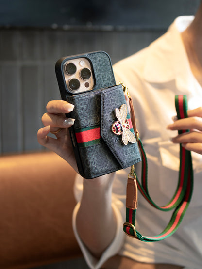 Custodia per telefono del cordino di lusso | Accento di farfalla scintillante, un tocco di opulenza